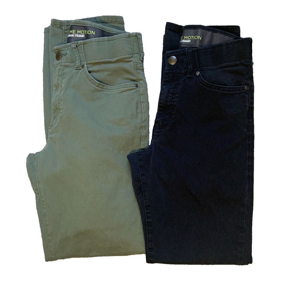 Lee Extreme Motion Women's Pants 30 x 32 Lot of Two Green & Black Stretch